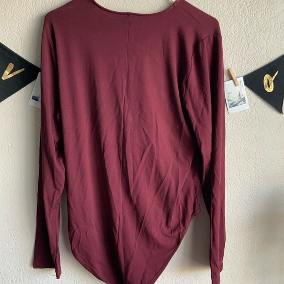 WRAP BODYSUIT Red Long Sleeve Ann Taylor XL - Picture 5 of 6